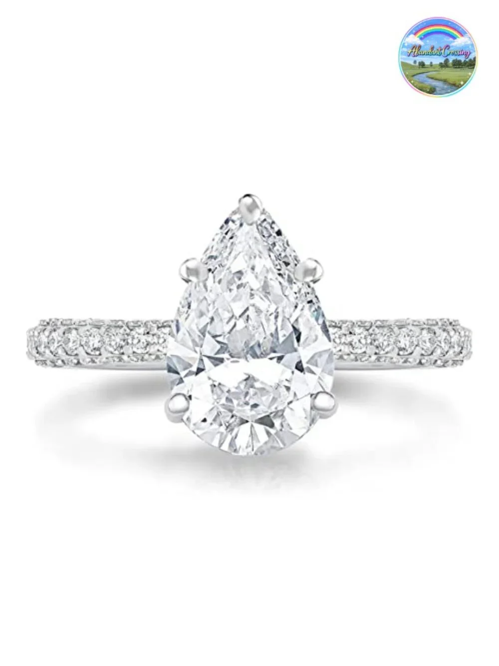 925 Sterling Silver Pear Cubic Zirconia Engagement Ring Size 5